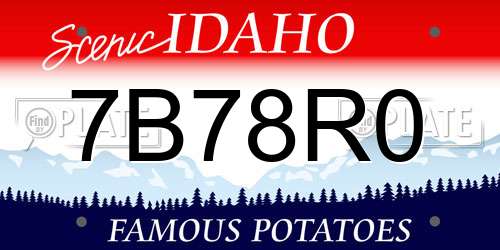 7B78R0 Idaho License Plate