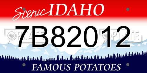 7B82012 Idaho License Plate