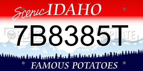 7B8385T Idaho License Plate