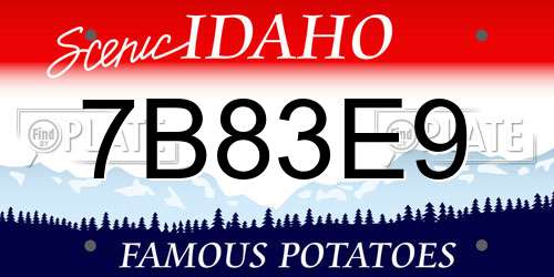 7B83E9 Idaho License Plate