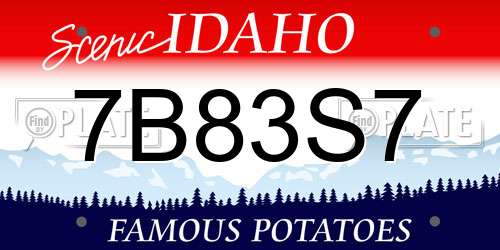 7B83S7 Idaho License Plate