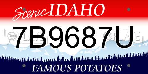 7B9687U Idaho License Plate