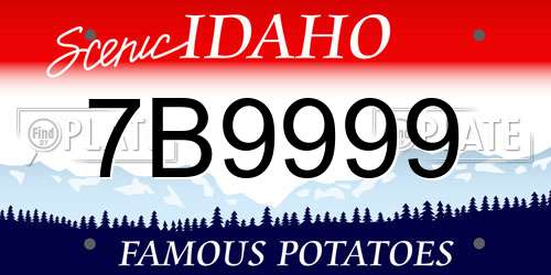 7B9999 Idaho License Plate