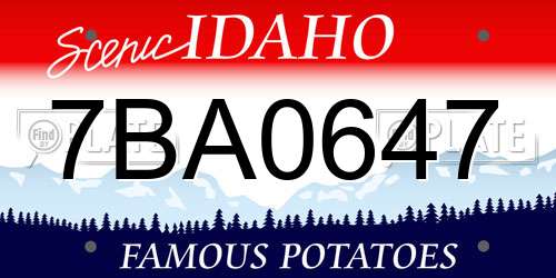 7BA0647 Idaho License Plate