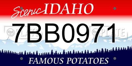 7BB0971 Idaho License Plate