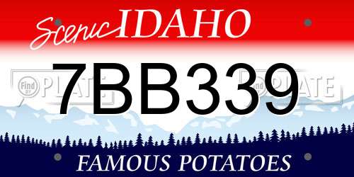 7BB339 Idaho License Plate