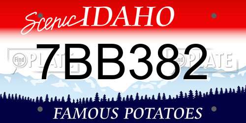 7BB382 Idaho License Plate