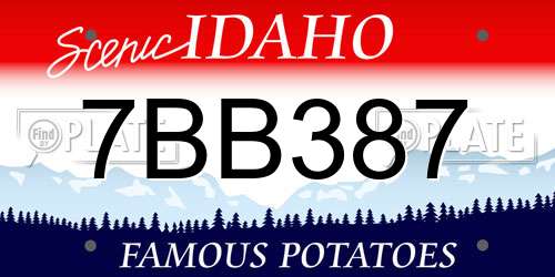 7BB387 Idaho License Plate