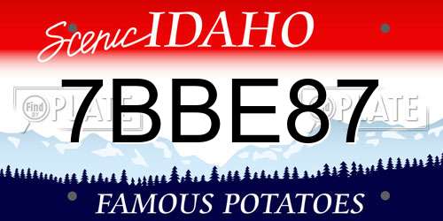 7BBE87 Idaho License Plate