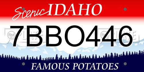 7BBO446 Idaho License Plate