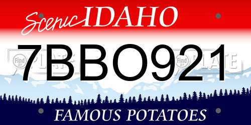 7BBO921 Idaho License Plate