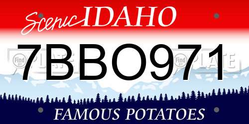 7BBO971 Idaho License Plate