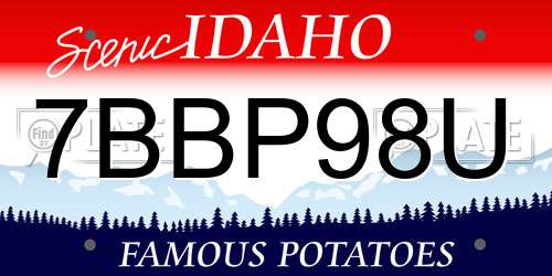 7BBP98U Idaho License Plate
