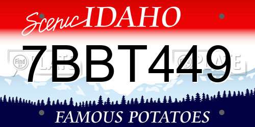 7BBT449 Idaho License Plate