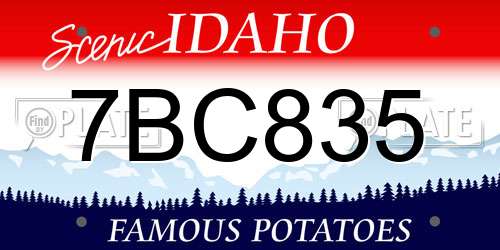 7BC835 Idaho License Plate