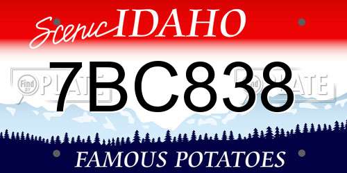 7BC838 Idaho License Plate