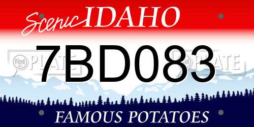 7BD083 Idaho License Plate