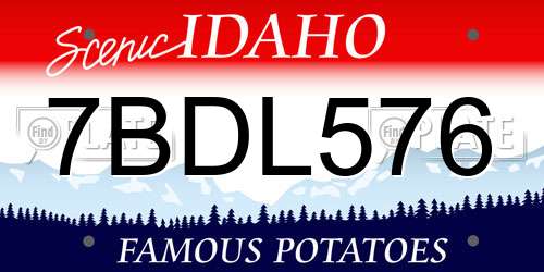 7BDL576 Idaho License Plate
