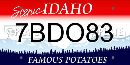 7BDO83 Idaho License Plate
