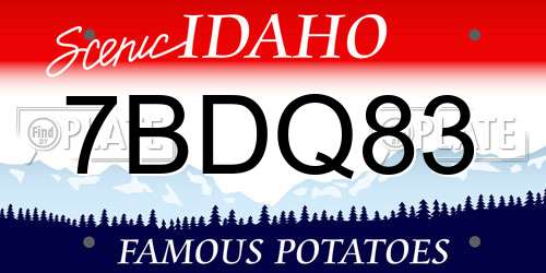 7BDQ83 Idaho License Plate