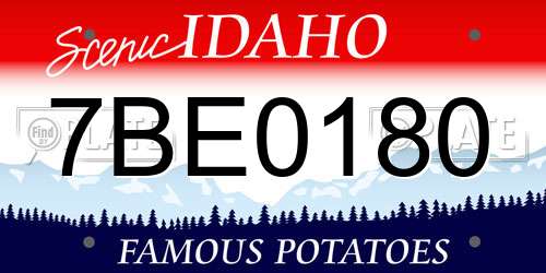 7BE0180 Idaho License Plate