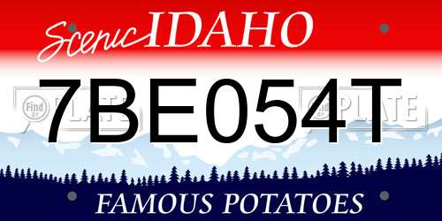 7BE054T Idaho License Plate