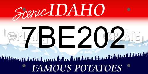 7BE202 Idaho License Plate