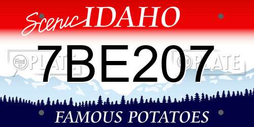 7BE207 Idaho License Plate