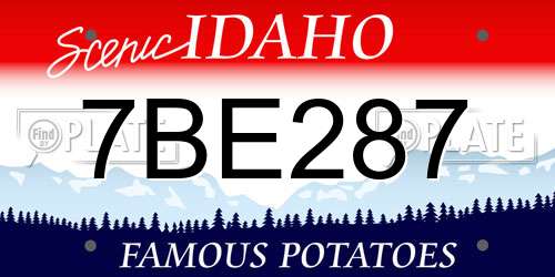 7BE287 Idaho License Plate