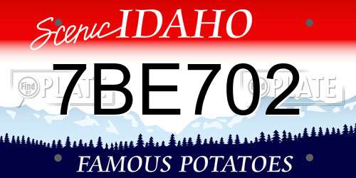 7BE702 Idaho License Plate
