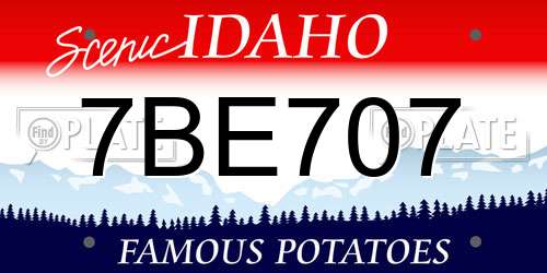 7BE707 Idaho License Plate