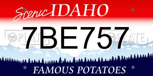 7BE757 Idaho License Plate