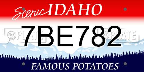 7BE782 Idaho License Plate