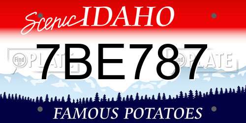 7BE787 Idaho License Plate