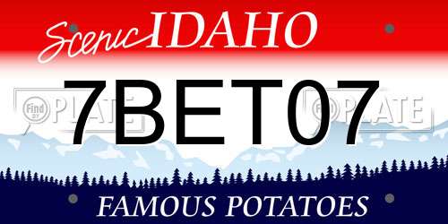 7BET07 Idaho License Plate