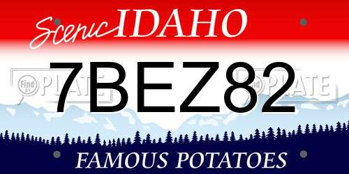 7BEZ82 Idaho License Plate