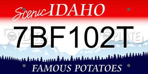 7BF102T Idaho License Plate