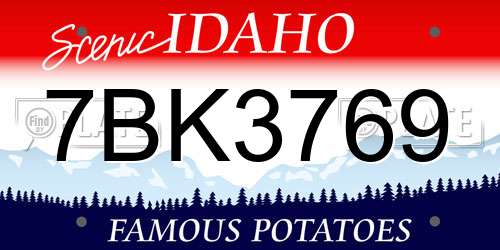 7BK3769 Idaho License Plate
