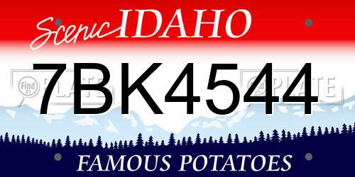 7BK4544 Idaho License Plate