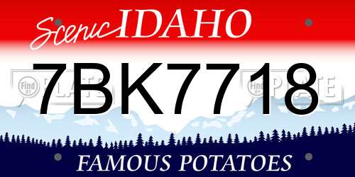 7BK7718 Idaho License Plate