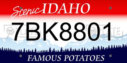 7BK8801 Idaho License Plate