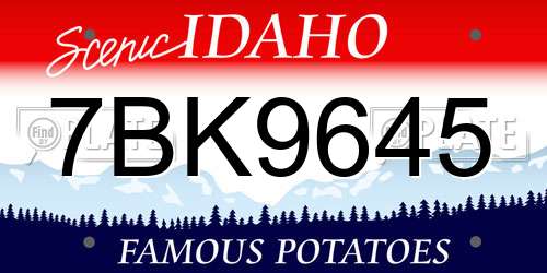 7BK9645 Idaho License Plate