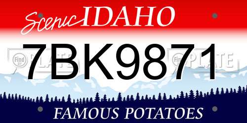 7BK9871 Idaho License Plate