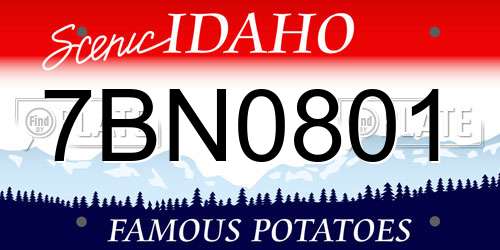 7BN0801 Idaho License Plate