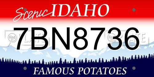 7BN8736 Idaho License Plate