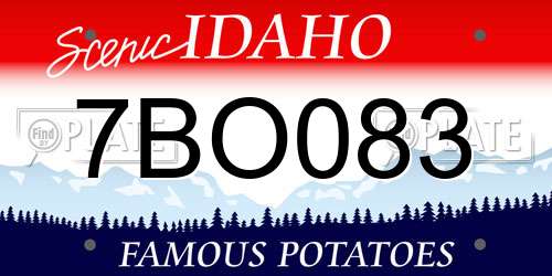 7BO083 Idaho License Plate