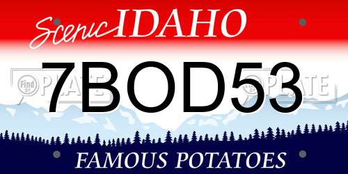 7BOD53 Idaho License Plate