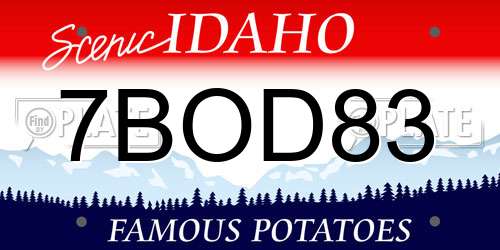 7BOD83 Idaho License Plate