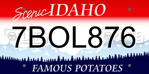 7BOL876 Idaho License Plate