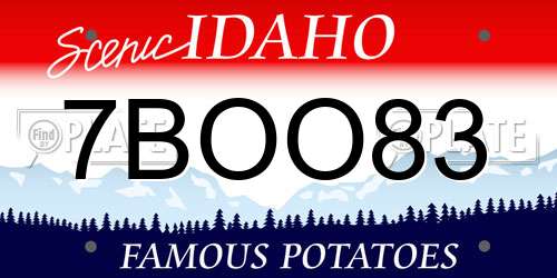 7BOO83 Idaho License Plate